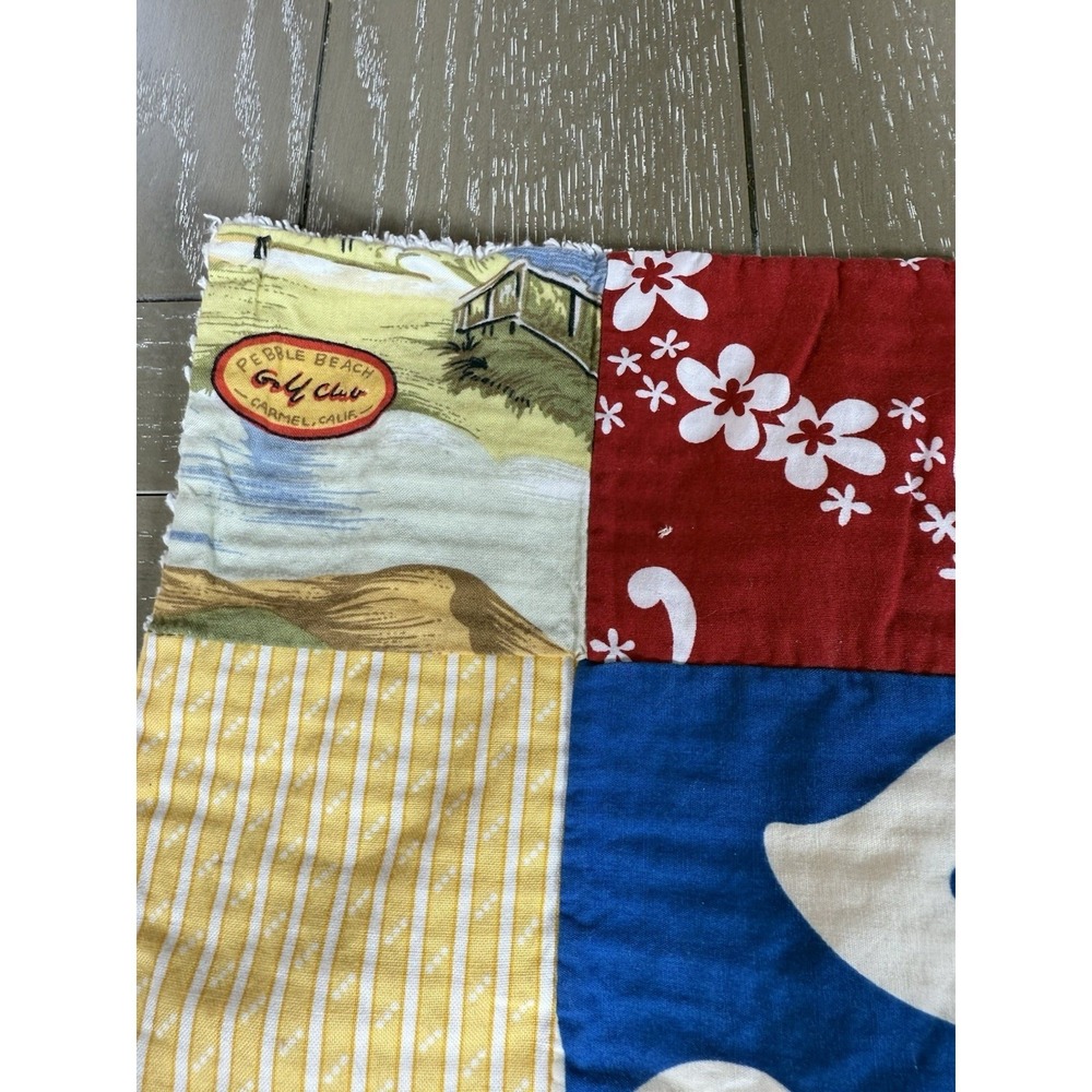 Hawaiian Quilt Blanket Beaches Floral Print Patch Lap Baby Blanket Handmade - Picture 6 of 12